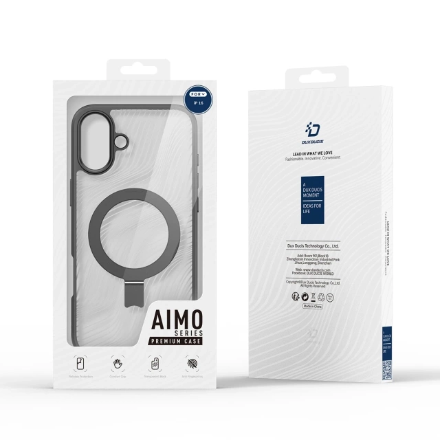 Etui do iPhone 16 Dux Ducis Aimo Mag z MagSafe i Podstawką - Czarny