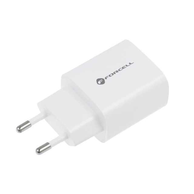 Ładowarka sieciowa FORCELL F-ENERGY Typ C + USB A PD QC4.0 3A 30W Biała