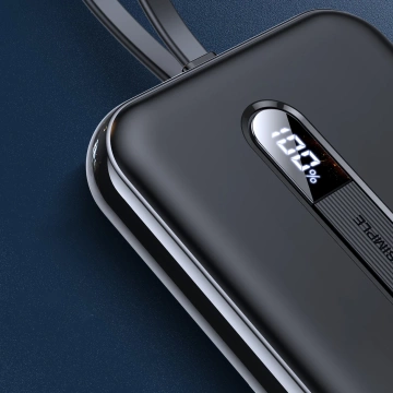 Joyroom powerbank z wbudowanym kablem Lightning 20W 10000mAh PD QC3.0 czarny (JR-L001-lightning)