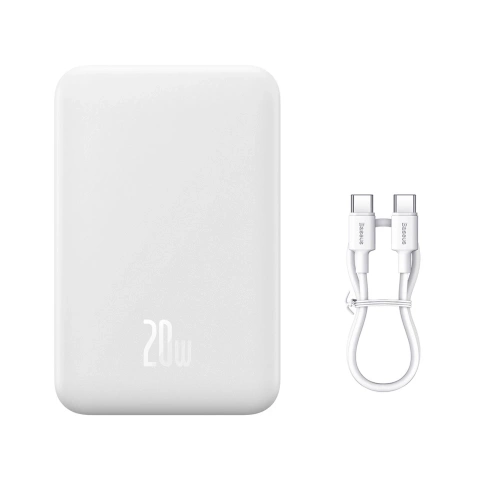 Powerbank Baseus Magnetic Mini 20000 mAh 20W Biały + Kabel USB-C