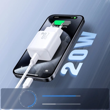 Joyroom USB-C PD 20W Netzwerkladegerät – Weißes USB-C/Lightning-Kabel 1 m
