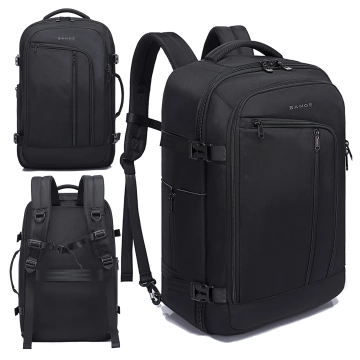 Bange Wasserdichter Rucksack für Laptops bis 17 Zoll, 47 x 29 x 17 cm, für Stadtreisen, Arbeit und Flugreisen, für Damen und Herren, mit 3 Fächern, Schwarz