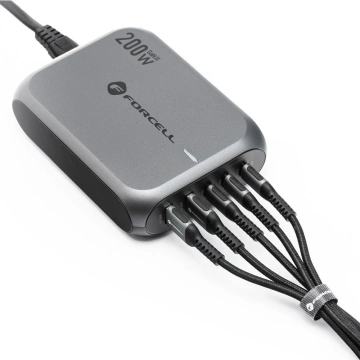 Forcell GaN III Desktop-Ladegerät 200 W 3 x USB-C 2 x USB-A PD QC SFC