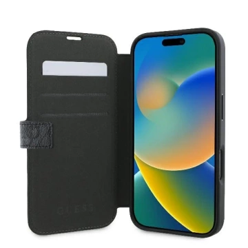 Guess 4G Metal Logo Book Case do iPhone 16 6,1″ – Black