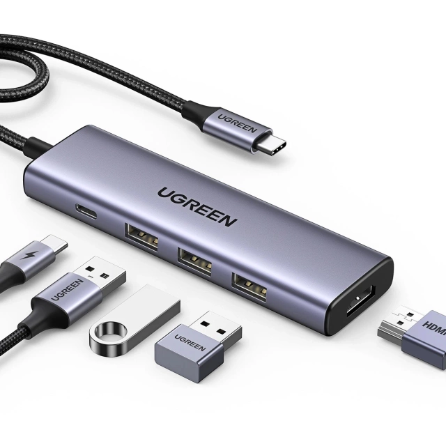 HUB Ugreen CM511 5w1 USB-C PD HDMI 3x USB-A 3.0 Szary