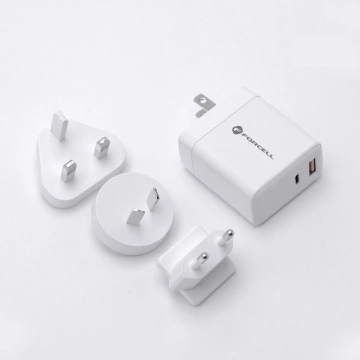 FORCELL F-ENERGY 3in1 Wandladegerät Typ C USB A PD QC4.0 3A 45W mit austauschbaren Steckern Weiß