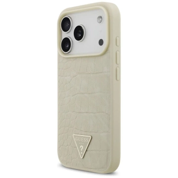 Etui Guess MagSafe do iPhone 17 Pro Croco Triangle Logo Gold