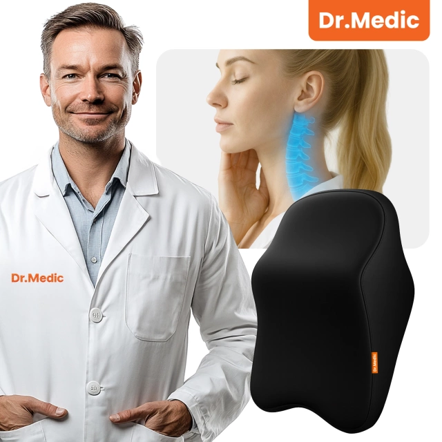 Poduszka do Samochodu pod Głowę Kark Szyję DR.MEDIC ErgoNeck™ Ergonomiczna poduszka na fotel zagłówek krzesło gamingowa do biura auta dla kierowcy pasażera