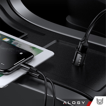 Autoladegerät 38 W USB QC 3.0 18 W USB-C C PD 20 W schnell und stark für Alogy Autotelefon schwarz USB-C-Kabel 1 m