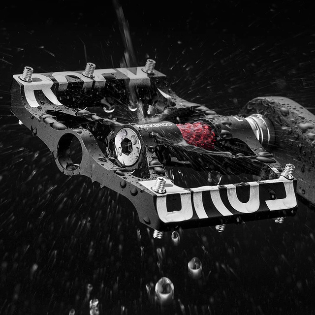 Pedały rowerowe RockBros K307T platformowe aluminiowe z 5 metalowymi pinami komplet 2szt Czarne