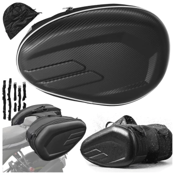 Motorrad-Satteltasche 38–58 l – Tasche, Seitenkoffer, Soziustasche, wasserdicht, robustes Material, verstellbar für Motorräder – Alogy RoadPack™ Schwarz