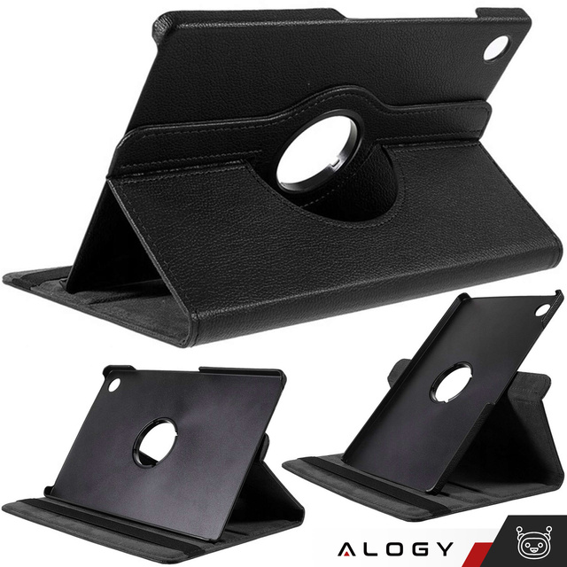 Etui do Samsung Galaxy Tab A9+ Plus 2023 11" (X210/X215/X216) obrotowe pokrowiec obudowa z klapką na tablet Case Alogy Czarne + Szkło