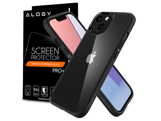 Etui obudowa case Spigen Ultra Hybrid do Apple iPhone 13 Matte Black + Szkło