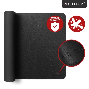 Podkładka na biurko 100×50 cm – antypoślizgowa mata ochronna z eleganckiej ekoskóry PU, pod mysz i klawiaturę, stylowa i trwała – Alogy WorkMat™ Czarna