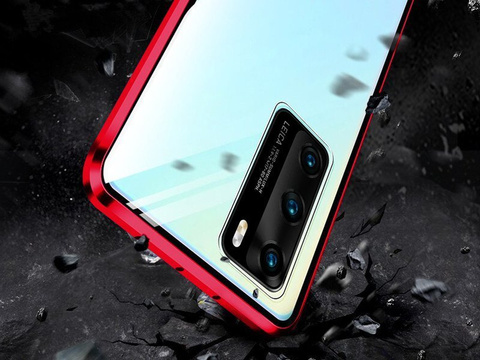 Dr.Fit doppelseitige magnetische Glashülle für Huawei P40 Red