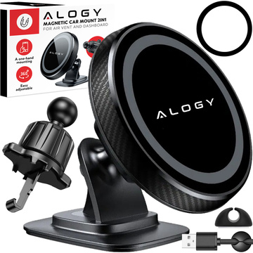 Magnetische Autotelefonhalterung, Fenster, Kühlergrill, Cockpit, Armaturenbrett, Auto, Telefon, Alogy Black Organizer