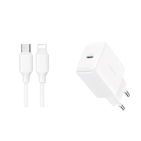 Joyroom USB-C PD 20W Netzwerkladegerät – Weißes USB-C/Lightning-Kabel 1 m