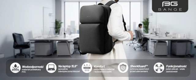 Plecak wodoodporny Bange 26L na laptopy do 15.6" – pojemny i wygodny, odporny i oddychający, miejski i podróżny do pracy i samolotu, unisex – Czarny