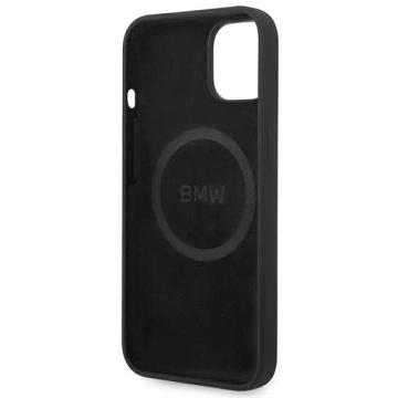 BMW BMHMP14MSLBLBK Handyhülle für Apple iPhone 14 Plus 6.7" schwarz/schwarz Hardcase Silikon Signature Logo Magsafe