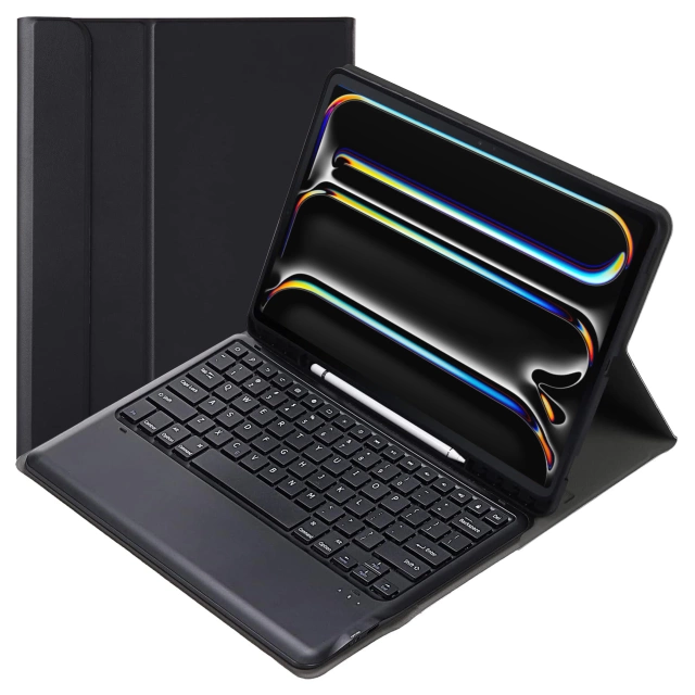 Etui ochronne z klawiaturą do Apple iPad Pro 13" M4 2024 7gen Alogy case z miejscem na rysik klawiatura Bluetooth czarne + szkło