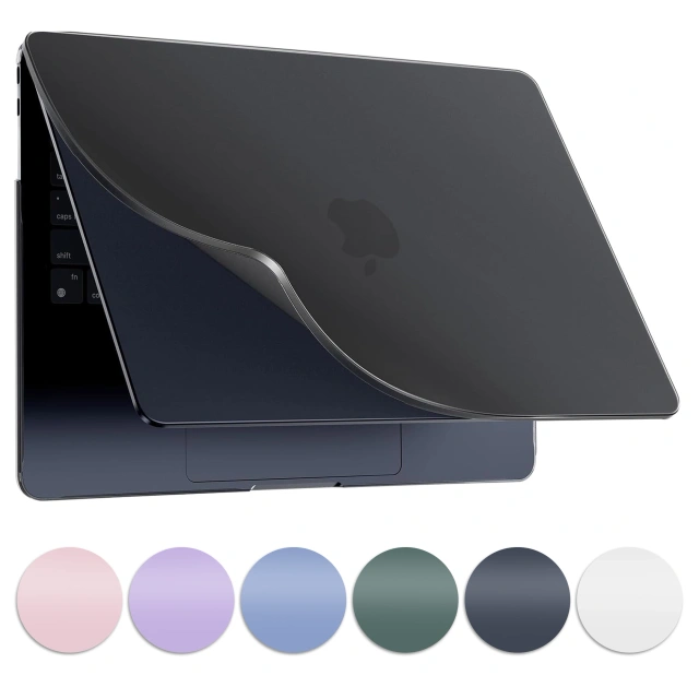 Etui do Apple MacBook Air 13.6 M2 / M3 / M4 (2022, 2023, 2024, 2025) - elastyczna, matowa obudowa ochronna, smukła i odporna na zarysowania – Alogy AirGuard™ Czarny