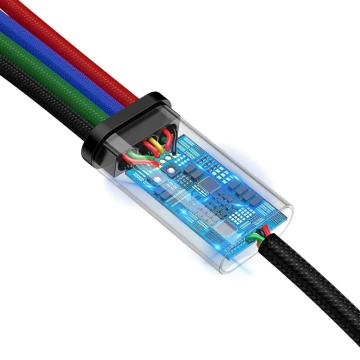 Baseus Kabel USB 4in1 Lightning / 2x USB Typ C / Micro-USB Kabel in Nylongeflecht 3.5A 1.2m schwarz (CA1T4-B01)