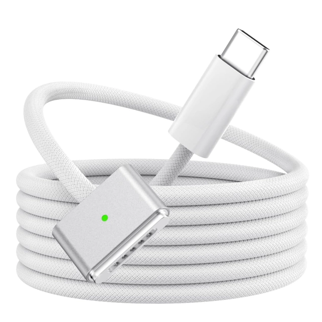 Kabel zasilający USB-C do MagSafe 3 – szybkie ładowanie 140W, przewód 2 m, do Apple MacBook, wytrzymały i bezpieczny – Alogy PowerLink™ Biały