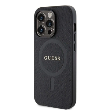 Etui Guess GUHMP15LPSAHMCK do iPhone 15 Pro 6.1" czarny/black hardcase Saffiano MagSafe