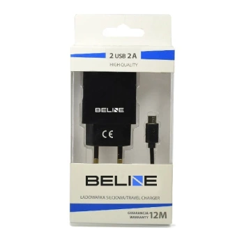 Ładowarka sieciowa Beline 2x USB + microUSB 2A czarna/black