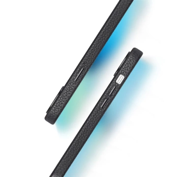 Dux Ducis Roma Ledertasche für iPhone 13 elegante Hülle aus echtem Leder schwarz