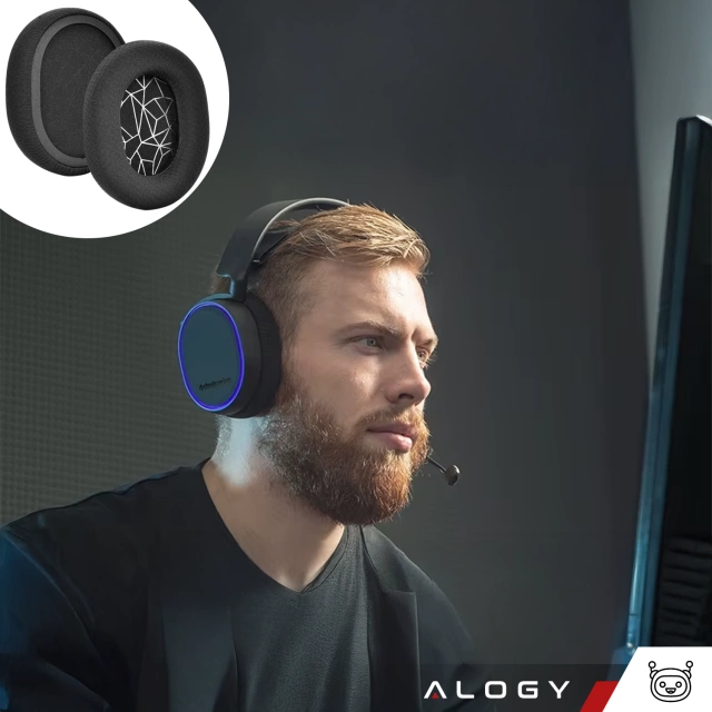 Nauszniki 2x wymienne pady gąbki do słuchawek do STEELSERIES ARCTIS 1 3 5 7 9 PRO Wireless Czarne + urządzenie do demontażu