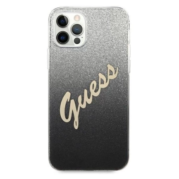 Guess GUHCP12LPCUGLSBK iPhone 12 Pro Max 6,7" Czarny/Black Hardcase Glitter Gradient Script