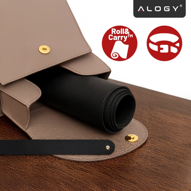 Podkładka na biurko 90×45 cm – antypoślizgowa mata ochronna z eleganckiej ekoskóry PU, pod mysz i klawiaturę, stylowa i trwała – Alogy WorkMat™ Czarna