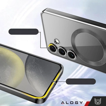 MagSafe-Hülle für Apple iPhone 16 Pro Max Alogy Glamour Luxus-Ringgehäuse Gold-Transparent