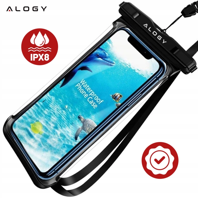 Etui wodoodporne Uniwersalne Alogy HydroShield™ IPX8 wodoszczelne uniwersalne do 6.5 Wodoodporna ochrona na plażę basen kajak Czarne