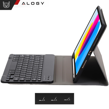 Schutzhülle mit kabelloser Tastatur Alogy Tastaturhülle mit Stylus-Halterung für Apple iPad 10.9 2022 aus schwarzem Glas