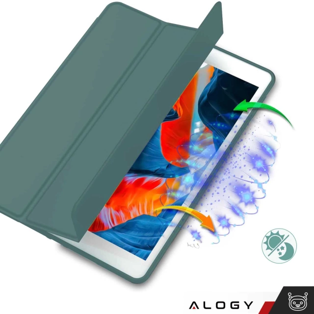 Etui do Apple iPad 10.2" 9/8/7 Gen (2021/2020/2019), Ochronne Smart Case z Klapką i Podstawką, Odporne TPU, Wzmocnione Narożniki, Alogy BookGuard™ – Zielone