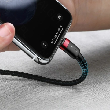 Baseus Cafule USB-C Lightning PD 1m Nylonkabel Schwarz / Rot