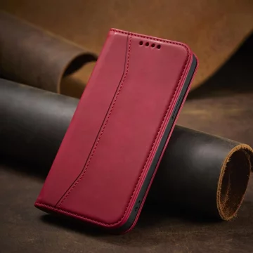 Magnet Fancy Case etui do iPhone 13 Pro Max pokrowiec portfel na karty kartę podstawka czerwony