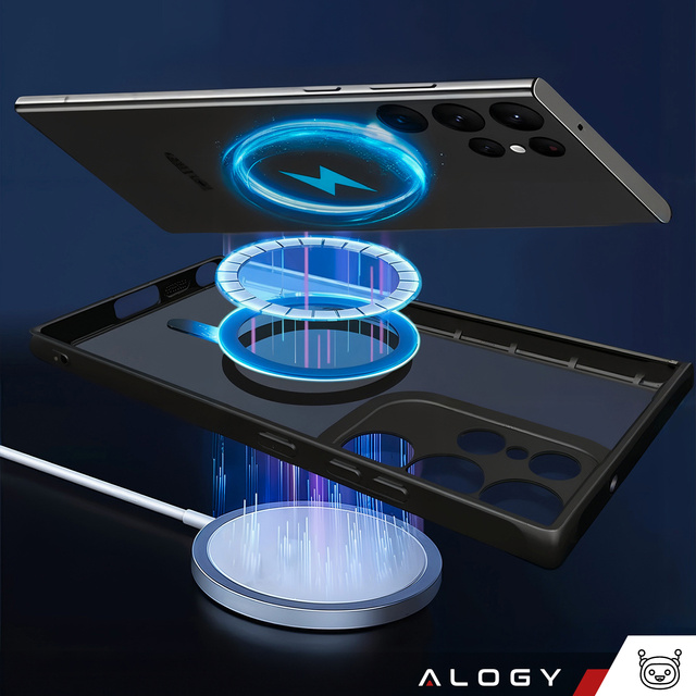Etui do Samsung Galaxy S23 Ultra obudowa do MagSafe Case matowe Alogy Ring Mag Clear do ładowarek Qi Czarne