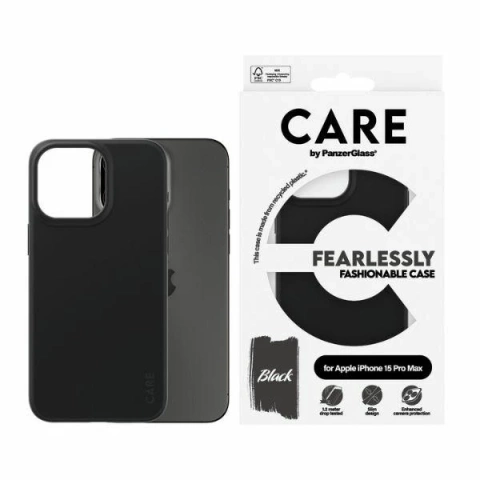 Etui do iPhone 15 Pro Max CARE von PanzerGlass Furchtlos modisches Schwarz