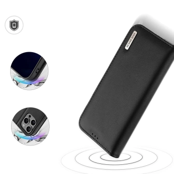 iPhone 16 Pro Dux Ducis Hivo Lederhülle mit RFID Schwarz