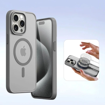 iPhone 15 Pro Dux Ducis Lawa Wallet Mag Lederhülle Grau