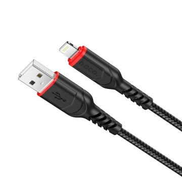 HOCO USB-A auf Lightning-Kabel X59, 3 m, schwarz, strapazierfähiges Nylongeflecht, 2,4 A