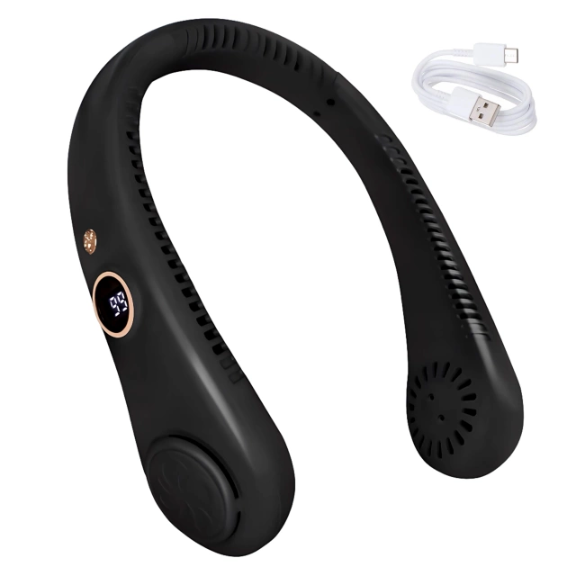 Wiatrak na szyję Alogy BreezeNeck™ mini wentylator cyrkulator powietrza na kark z wyświetlaczem 1500mAh Czarny