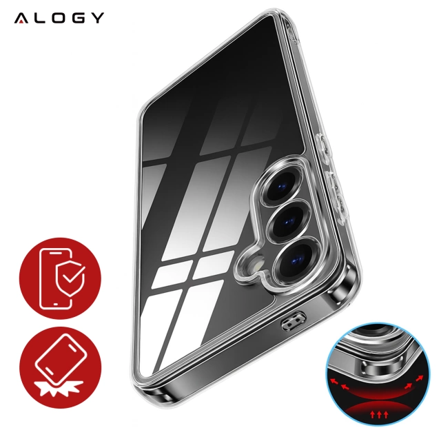 Etui Przezroczyste do Samsung Galaxy S25, Podwyższone Krawędzie, Idealne Dopasowanie, PC + TPU, Alogy HybridShield™ Case + SZKŁO HARTOWANE