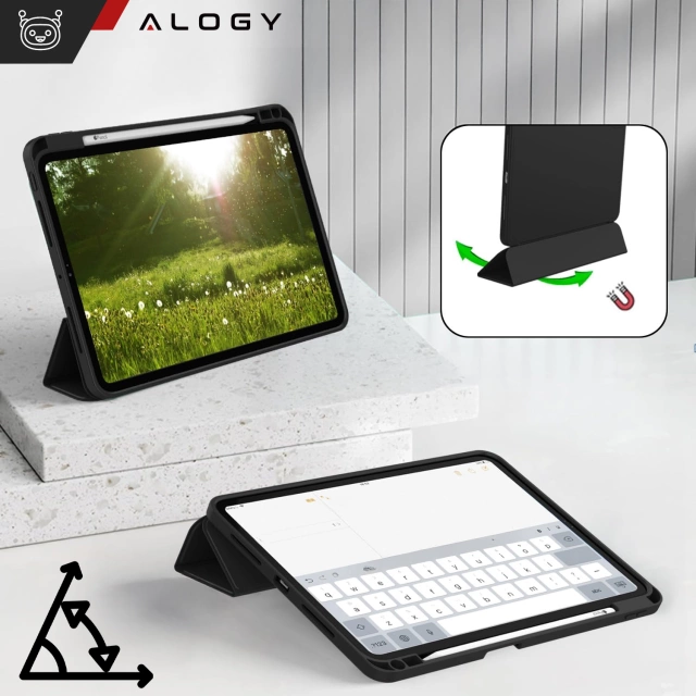 Etui ochronne z miejscem na rysik do Apple iPad Air 13" 2024/2025, iPad Pro 12.9" 2018-2022 Alogy Book Cover Case obudowa na tablet Czarne