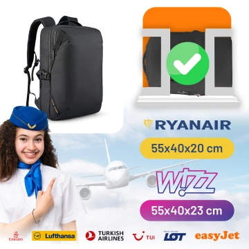 Plecak Podróżny Mark Ryden na Laptopa 15.6", Wodoodporny, Pojemny 21L, z Brelokiem na Klucze i Gwizdkiem 44 × 29 × 17 cm – Czarny