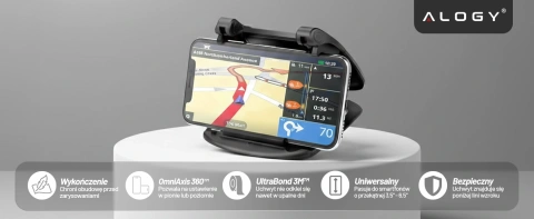 Auto-GPS-Telefonhalter, Cockpit, Auto, Armaturenbrett, Autos, drehbar um 360 Grad, für 6,5-Zoll-Alogy-Telefon, Schwarz