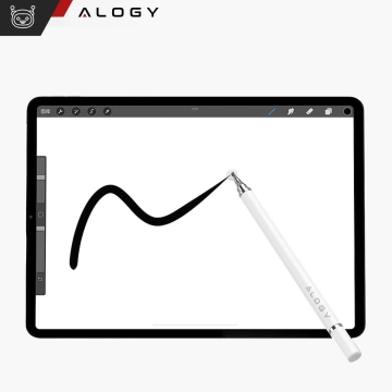 Alogy 2-in-1 kapazitiver Touch-Stift für den Bildschirm eines Telefon-Tablets mit einem Stift Weiß